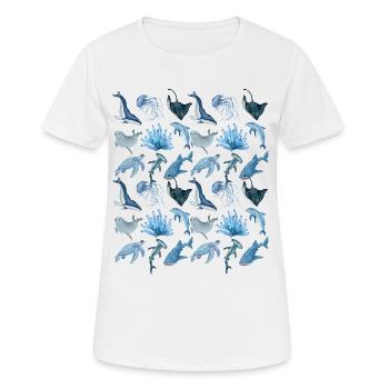 Animaux marins (gros) - T-shirt respirant Femme - blanc - Devant - AI Model Female 172 dark (172cm)