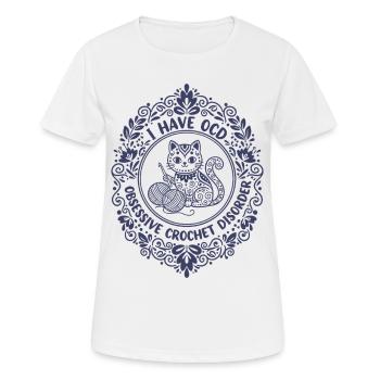 Amoureux du crochet, tricot, TOC Crochet obsessionnel - T-shirt respirant Femme - blanc - Devant - AI Model Female 172 dark (172cm)