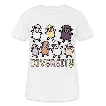 Diversité : Inclusion des moutons - T-shirt respirant Femme - blanc - Devant - AI Model Female 172 dark (172cm)