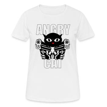 Angry Cat - Frauen T-Shirt atmungsaktiv - Weiß - Vorne - AI Model Female 172 dark (172cm)