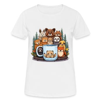 Forest animals around cups - Women's Breathable T-Shirt - white - Front - AI Model Female 172 dark (172cm)
