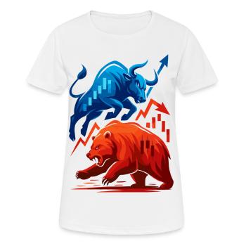 Stier gegen Bär Wall Street Börsenkampf Aktien - Frauen T-Shirt atmungsaktiv - Weiß - Vorne - AI Model Female 172 dark (172cm)