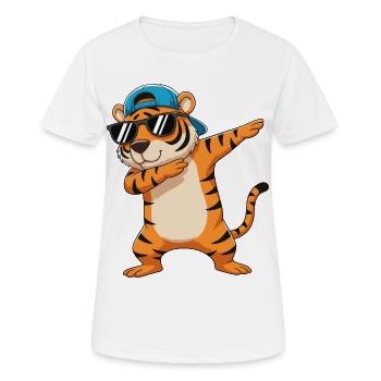 Cool Dabbing Tiger Sonnenbrille Cartoon-Kunst - Frauen T-Shirt atmungsaktiv - Weiß - Vorne - AI Model Female 172 dark (172cm)