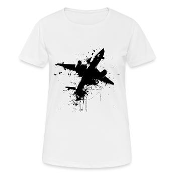 Flugzeug Zeichnung - Frauen T-Shirt atmungsaktiv - Weiß - Vorne - AI Model Female 172 dark (172cm)