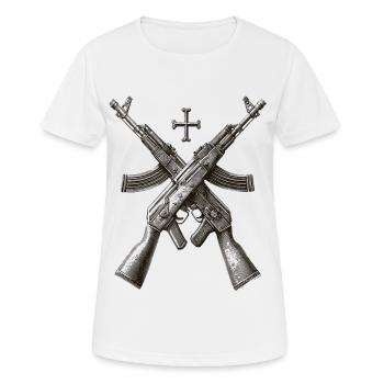 Silhouette croix de fusil - T-shirt respirant Femme - blanc - Devant - AI Model Female 172 dark (172cm)
