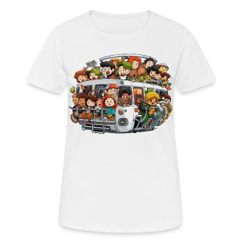 Bunt besetzte Bus Szene - Frauen T-Shirt atmungsaktiv - Weiß - Vorne - AI Model Female 172 dark (172cm)