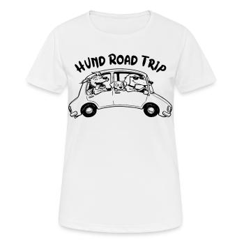Hunde-Roadtrip-Humor Reise-Auto-Geschenkidee - Frauen T-Shirt atmungsaktiv - Weiß - Vorne - AI Model Female 172 dark (172cm)