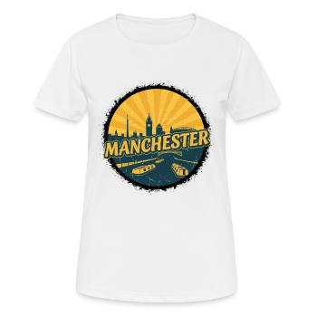 Manchester City Skyline Vintage Canal Badge - Women's Breathable T-Shirt - white - Front - AI Model Female 172 dark (172cm)