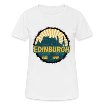 Edinburgh Castle City Skyline Vintage-Abzeichen - Frauen T-Shirt atmungsaktiv - Weiß - Vorne - AI Model Female 172 dark (172cm)