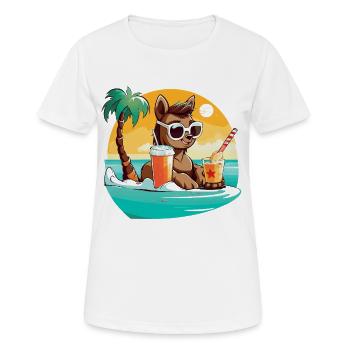 Lama am Strand im Sonnenlicht - Frauen T-Shirt atmungsaktiv - Weiß - Vorne - AI Model Female 172 dark (172cm)