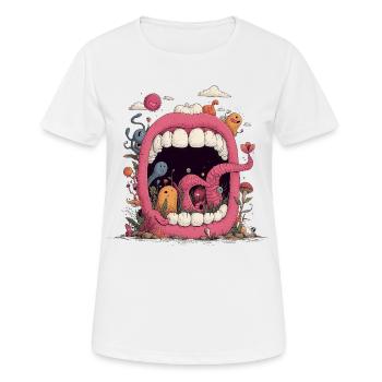 Pinke Mundwelt mit Kreaturen - Frauen T-Shirt atmungsaktiv - Weiß - Vorne - AI Model Female 172 dark (172cm)