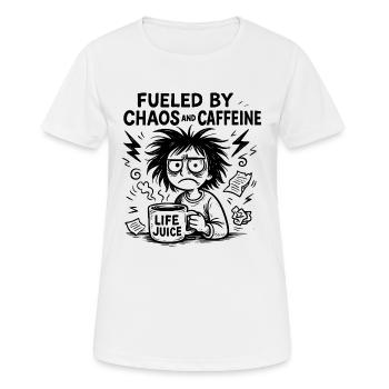 Alimenté par la caféine - T-shirt respirant Femme - blanc - Devant - AI Model Female 172 dark (172cm)