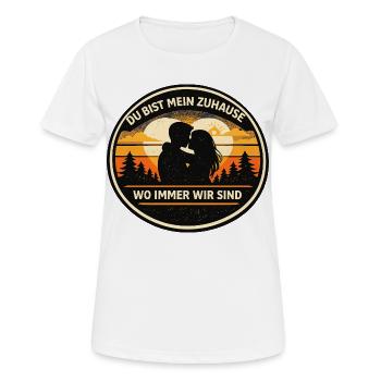 Du bist mein Zuhause Romantik Badge - Frauen T-Shirt atmungsaktiv - Weiß - Vorne - AI Model Female 172 dark (172cm)