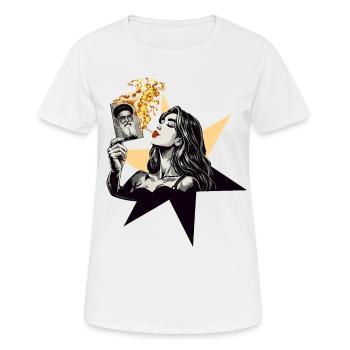 Frau Feuer 1 - Frauen T-Shirt atmungsaktiv - Weiß - Vorne - AI Model Female 172 dark (172cm)