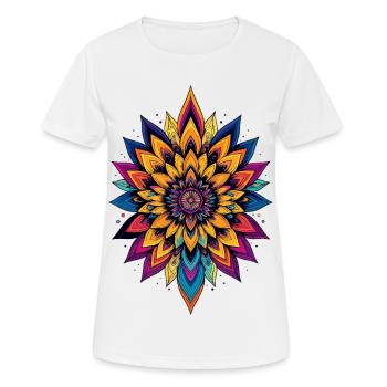 Étoile fleur colorée de mandala de fleurs LSD - T-shirt respirant Femme - blanc - Devant - AI Model Female 172 dark (172cm)