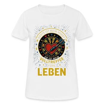 Darts ist mein Hobby – Volltreffer fürs Leben - Frauen T-Shirt atmungsaktiv - Weiß - Vorne - AI Model Female 172 dark (172cm)