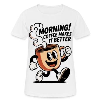 Kaffeebecher Cartoon - Frauen T-Shirt atmungsaktiv - Weiß - Vorne - AI Model Female 172 dark (172cm)