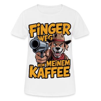 Finger weg von meinem Kaffee – Wachhund - Frauen T-Shirt atmungsaktiv - Weiß - Vorne - AI Model Female 172 dark (172cm)