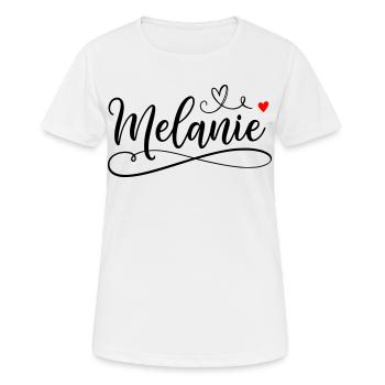 Melanie Last name First name with heart - Women's Breathable T-Shirt - white - Front - AI Model Female 172 dark (172cm)
