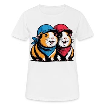 Süße Meerschweinchen Freunde – Lustiges Tiermotiv - Frauen T-Shirt atmungsaktiv - Weiß - Vorne - AI Model Female 172 dark (172cm)