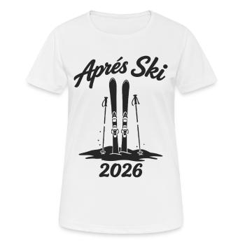 APRES SKI 2026 Fête de Piste d’Hiver - T-shirt respirant Femme - blanc - Devant - AI Model Female 172 dark (172cm)