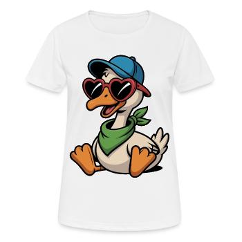 Canard joyeux avec des lunettes en forme de cœur - T-shirt respirant Femme - blanc - Devant - AI Model Female 172 dark (172cm)