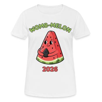 Maman Grossesse 2026 Melon - T-shirt respirant Femme - blanc - Devant - AI Model Female 172 dark (172cm)
