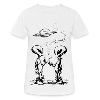 Alien break - Frauen T-Shirt atmungsaktiv - Weiß - Vorne - AI Model Female 172 dark (172cm)