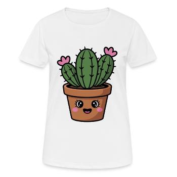 Kawaii Cactus - Frauen T-Shirt atmungsaktiv - Weiß - Vorne - AI Model Female 172 dark (172cm)