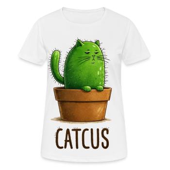 Catcus – Kaktuskatze mit Attitude - Frauen T-Shirt atmungsaktiv - Weiß - Vorne - AI Model Female 172 dark (172cm)