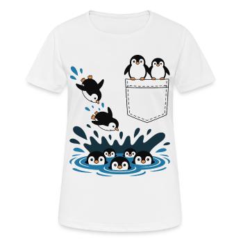Penguin Jump Into The Water Pocket Design - Women's Breathable T-Shirt - white - Front - AI Model Female 172 dark (172cm)