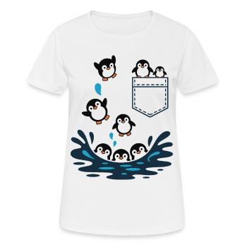 Penguin Jump Into The Water Pocket Design - Women's Breathable T-Shirt - white - Front - AI Model Female 172 dark (172cm)