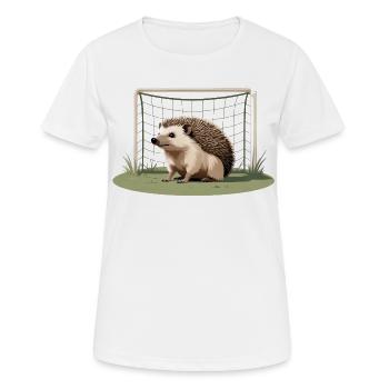 Igel vor Tor im Fußballfeld - Frauen T-Shirt atmungsaktiv - Weiß - Vorne - AI Model Female 172 dark (172cm)
