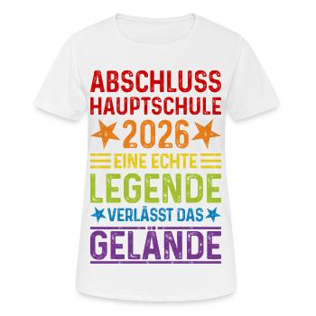 Abschluss 2026 Hauptschule Legende Gelände - Frauen T-Shirt atmungsaktiv - Weiß - Vorne - AI Model Female 172 dark (172cm)