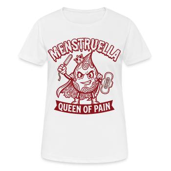 Menstruella Queen of Pain – Lustiges Perioden Desi - Frauen T-Shirt atmungsaktiv - Weiß - Vorne - AI Model Female 172 dark (172cm)