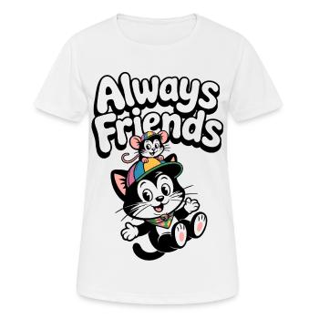 Always Friends Katze und Maus - Frauen T-Shirt atmungsaktiv - Weiß - Vorne - AI Model Female 172 dark (172cm)