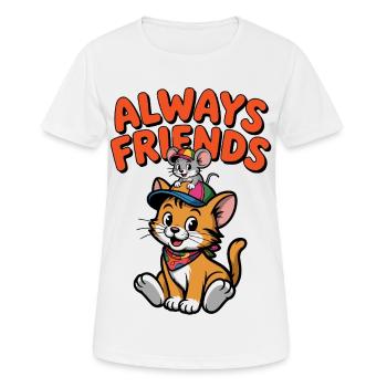 Toujours des amis chats souris - T-shirt respirant Femme - blanc - Devant - AI Model Female 172 dark (172cm)