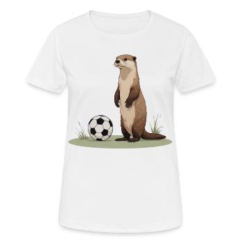 Otter mit Fußball - Frauen T-Shirt atmungsaktiv - Weiß - Vorne - AI Model Female 172 dark (172cm)