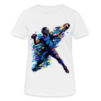 American Football Quarterback | Action Art - Frauen T-Shirt atmungsaktiv - Weiß - Vorne - AI Model Female 172 dark (172cm)