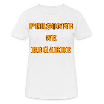 PERSONNE NE REGARDE - T-shirt respirant Femme - blanc - Devant - AI Model Female 172 dark (172cm)