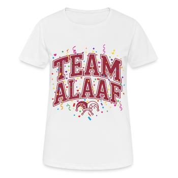 Team Alaaf Köln - Frauen T-Shirt atmungsaktiv - Weiß - Vorne - AI Model Female 172 dark (172cm)