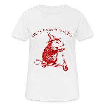 Off to Cause A Kerfuffle Funny Opossum Scooter - Women's Breathable T-Shirt - white - Front - AI Model Female 172 dark (172cm)