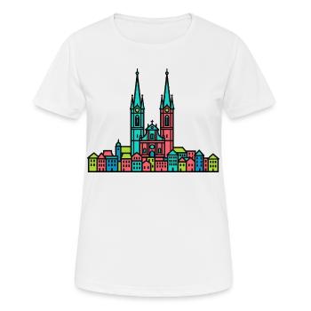 St Gallen City Skyline Abbey Library Line Art - Women's Breathable T-Shirt - white - Front - AI Model Female 172 dark (172cm)