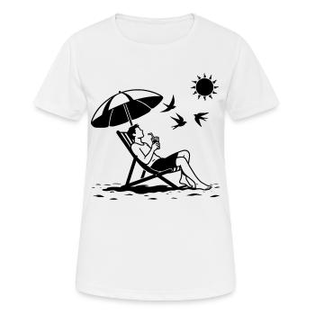 Entspannung im Liegestuhl am Strand - Frauen T-Shirt atmungsaktiv - Weiß - Vorne - AI Model Female 172 dark (172cm)