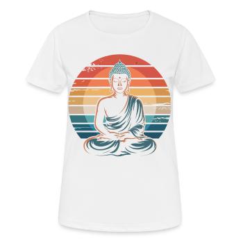 Buddha Sunset Retro - Frauen T-Shirt atmungsaktiv - Weiß - Vorne - AI Model Female 172 dark (172cm)
