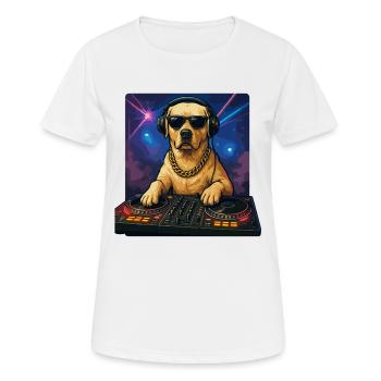 DJ labrador cool sur des platines dans une boîte de nuit - T-shirt respirant Femme - blanc - Devant - AI Model Female 172 dark (172cm)