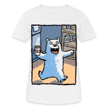 Kaffeebär im Laden - Frauen T-Shirt atmungsaktiv - Weiß - Vorne - AI Model Female 172 dark (172cm)