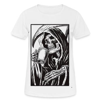 Coff & Death - Frauen T-Shirt atmungsaktiv - Weiß - Vorne - AI Model Female 172 dark (172cm)