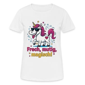 Cool Unicorn – Cheeky, Bold, Magical Design - Women's Breathable T-Shirt - white - Front - AI Model Female 172 dark (172cm)