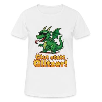 Des braises au lieu de paillettes – Dragon cool avec du feu - T-shirt respirant Femme - blanc - Devant - AI Model Female 172 dark (172cm)